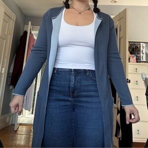 Two toned long Raffi cardigan